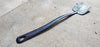 Hand forged and filed single piece steel spatula with heart motif and purple temper
