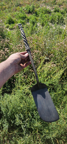  Hand Forged long spatula with skull and Prometheus twist