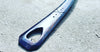 Hand forged and filed single piece steel spatula with heart motif and purple temper